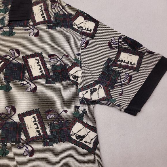 Penguin Club Pullover Short Sleeve Polo Shirt Mens Size Large L Beige Black - Picture 5 of 10